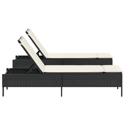 Sun Loungers with Cushions 2 pcs Black Poly Rattan Payday Deals