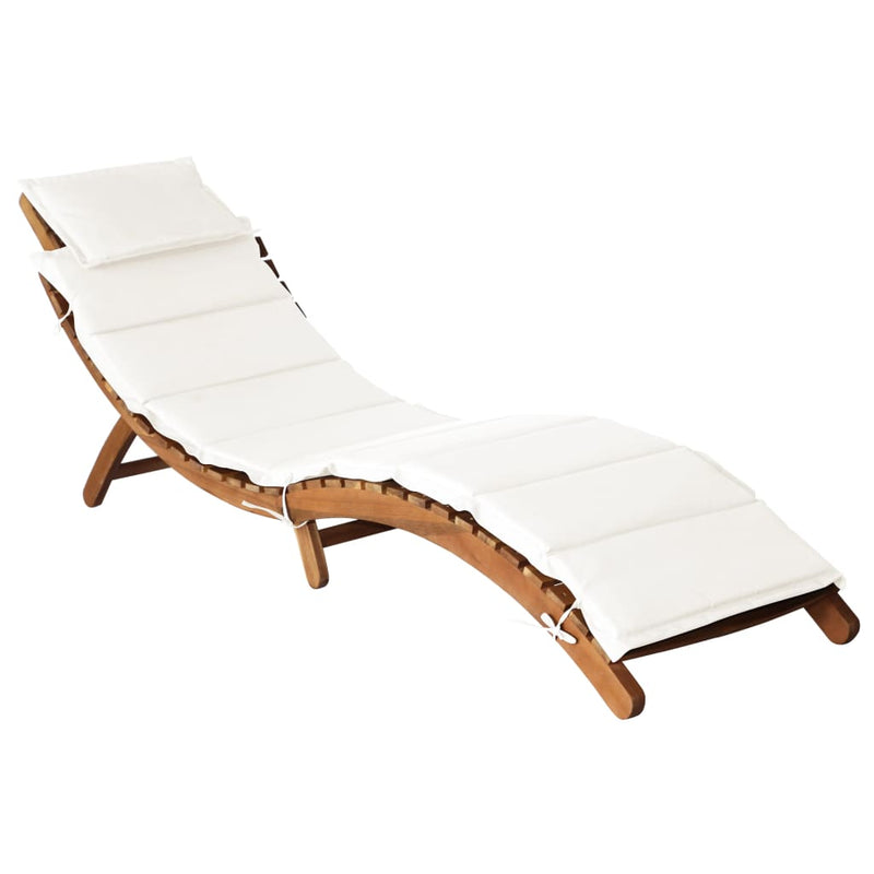 Sun Loungers with Cushions 2 pcs Cream White Solid Wood Acacia Payday Deals