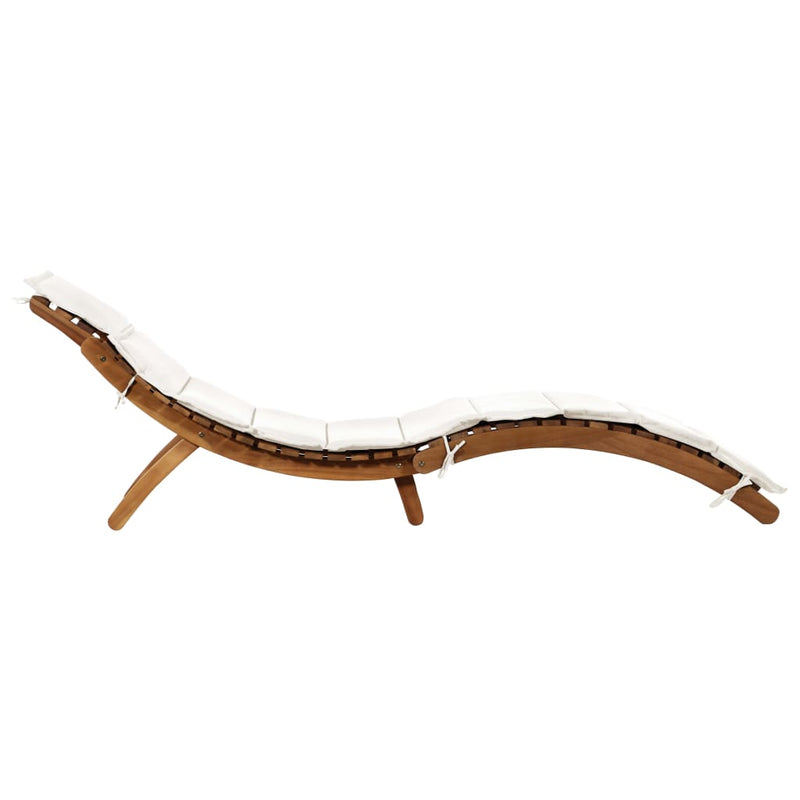 Sun Loungers with Cushions 2 pcs Cream White Solid Wood Acacia Payday Deals