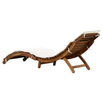 Sun Loungers with Cushions 2 pcs Cream White Solid Wood Acacia Payday Deals