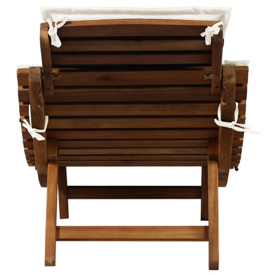 Sun Loungers with Cushions 2 pcs Cream White Solid Wood Acacia Payday Deals
