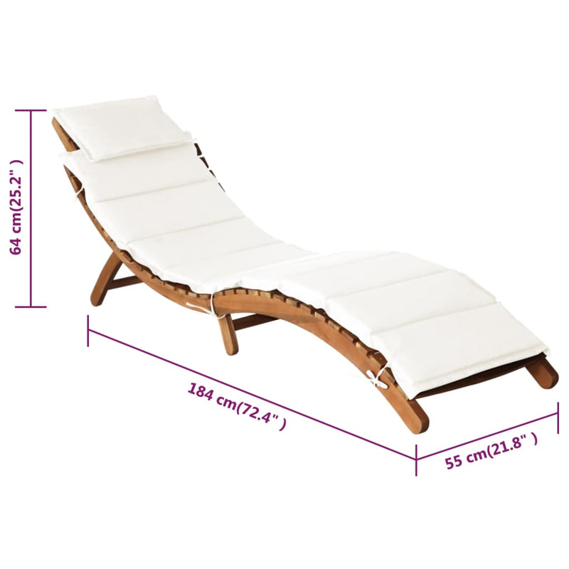 Sun Loungers with Cushions 2 pcs Cream White Solid Wood Acacia Payday Deals