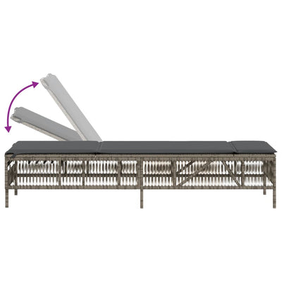 Sun Loungers with Cushions 2 pcs Grey Poly Rattan Payday Deals