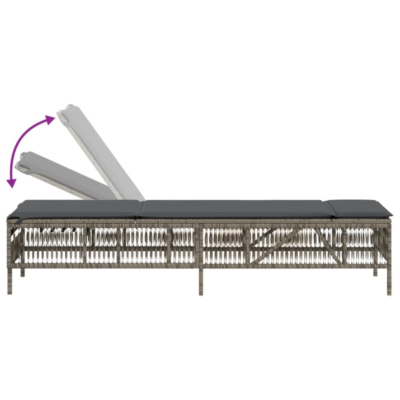 Sun Loungers with Cushions 2 pcs Grey Poly Rattan Payday Deals