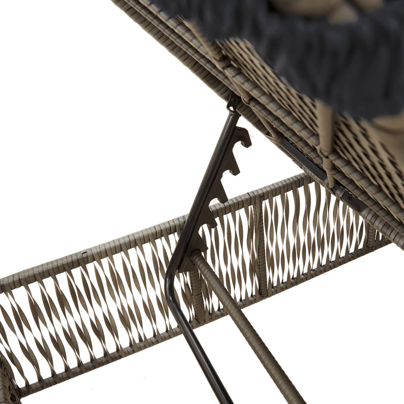 Sun Loungers with Cushions 2 pcs Grey Poly Rattan Payday Deals