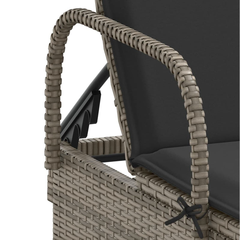 Sun Loungers with Cushions 2 pcs Grey Poly Rattan Payday Deals