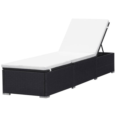 Sun Loungers with Cushions 2 pcs Poly Rattan Black Payday Deals