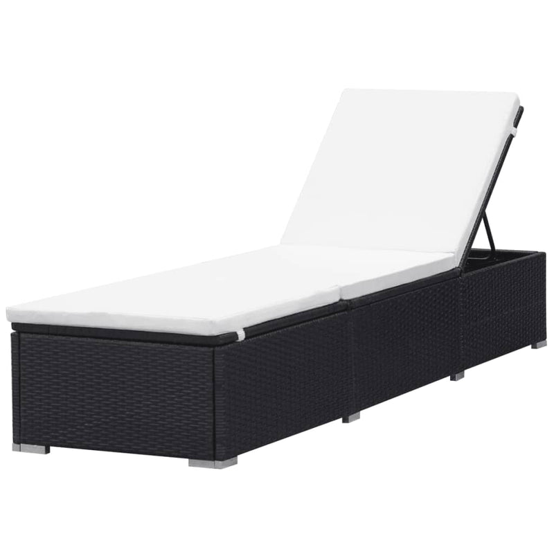 Sun Loungers with Cushions 2 pcs Poly Rattan Black Payday Deals