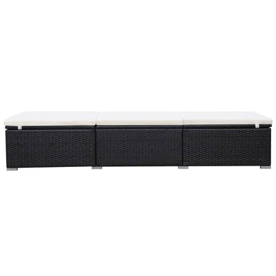 Sun Loungers with Cushions 2 pcs Poly Rattan Black Payday Deals