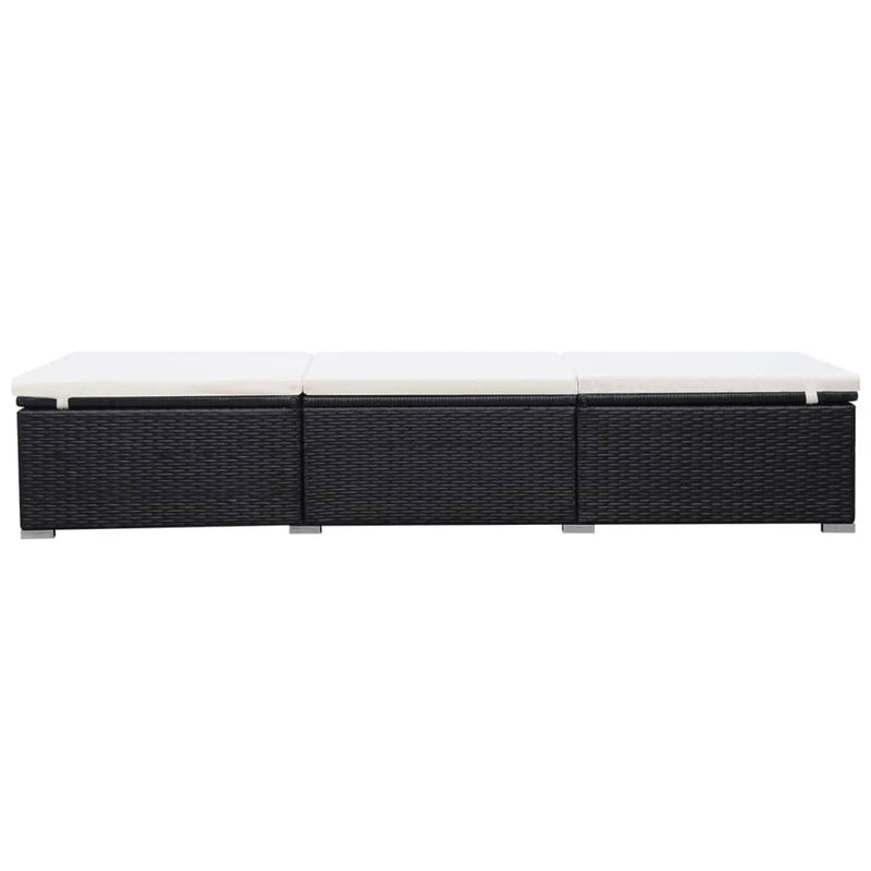 Sun Loungers with Cushions 2 pcs Poly Rattan Black Payday Deals