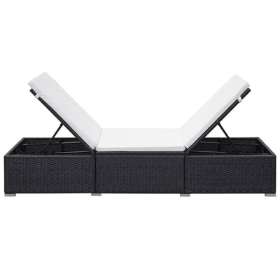 Sun Loungers with Cushions 2 pcs Poly Rattan Black Payday Deals