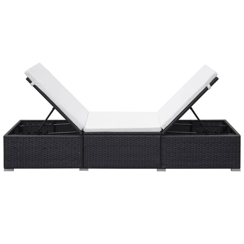 Sun Loungers with Cushions 2 pcs Poly Rattan Black Payday Deals