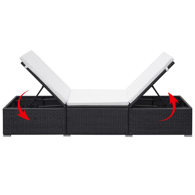 Sun Loungers with Cushions 2 pcs Poly Rattan Black Payday Deals