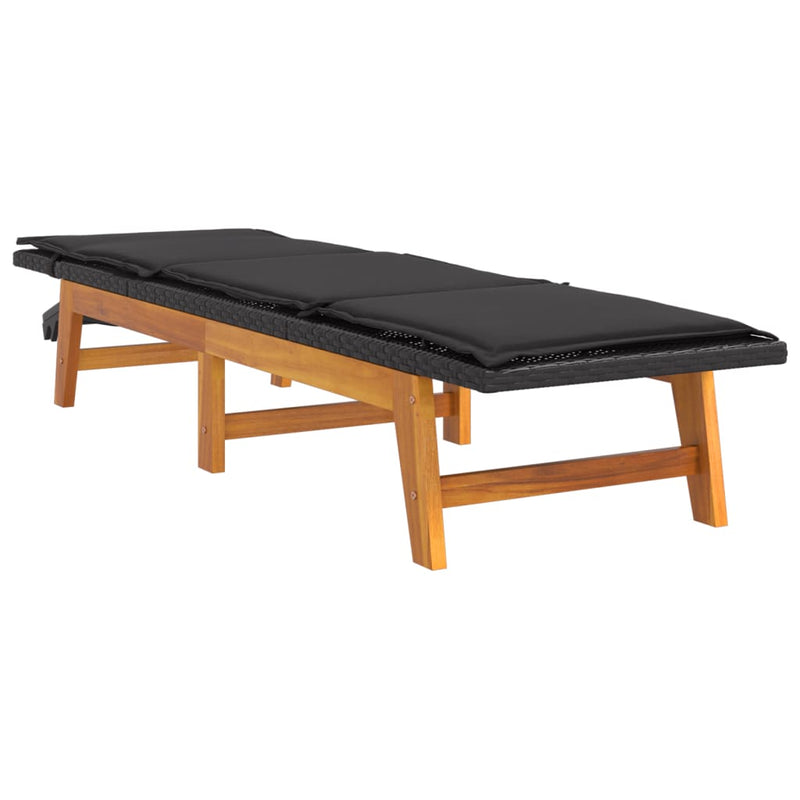 Sun Loungers with Cushions 2 pcs Poly Rattan&Solid Wood Acacia Payday Deals