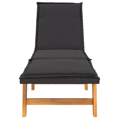 Sun Loungers with Cushions 2 pcs Poly Rattan&Solid Wood Acacia Payday Deals
