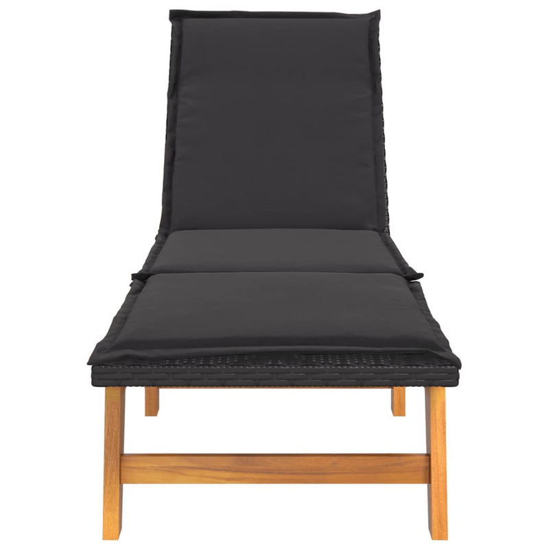 Sun Loungers with Cushions 2 pcs Poly Rattan&Solid Wood Acacia Payday Deals
