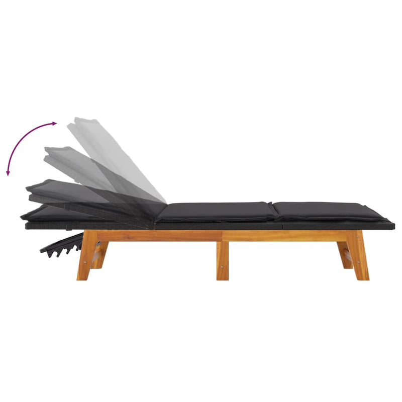 Sun Loungers with Cushions 2 pcs Poly Rattan&Solid Wood Acacia Payday Deals