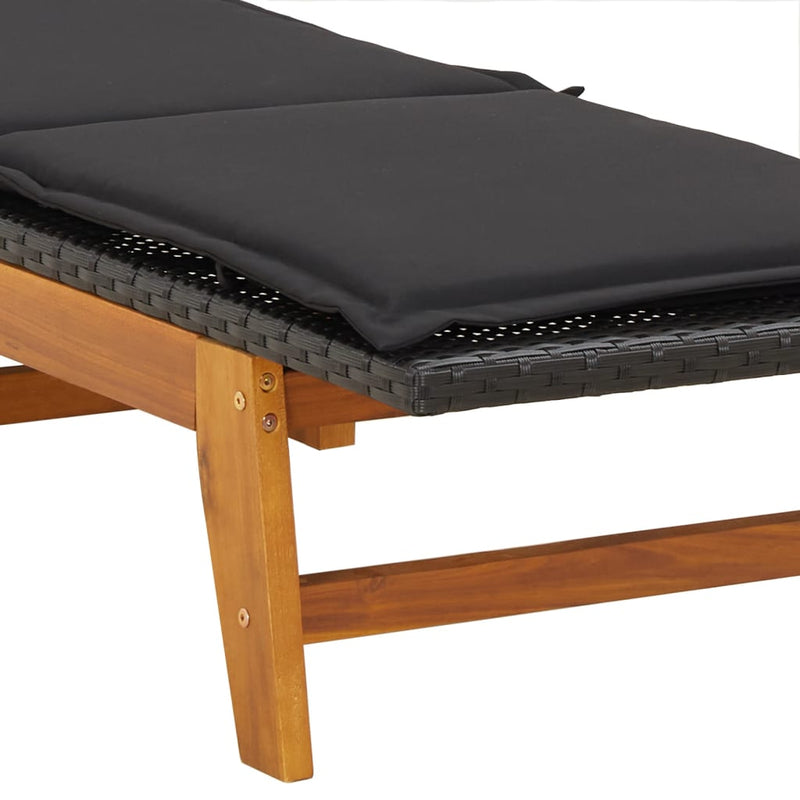 Sun Loungers with Cushions 2 pcs Poly Rattan&Solid Wood Acacia Payday Deals
