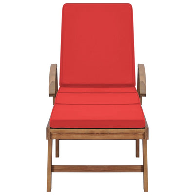 Sun Loungers with Cushions 2 pcs Solid Teak Wood Red Payday Deals