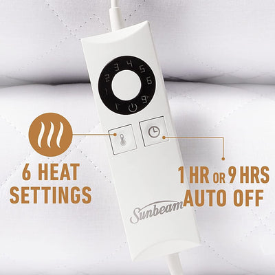 Sunbeam Sleep Perfect Soft Heated Washable Quilted Electric Blanket - King Payday Deals