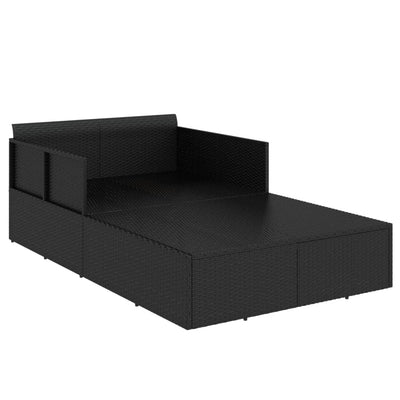 Sunbed with Cushions Black 182x118x63 cm Poly Rattan Payday Deals