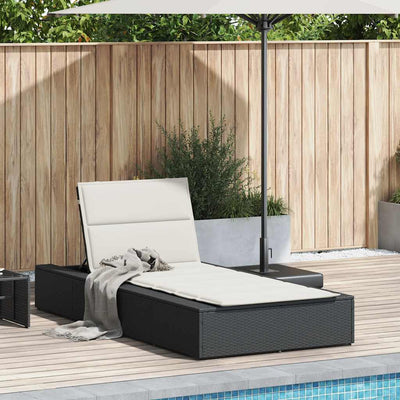 Sunbed with Floating Cushion Black Poly Rattan Payday Deals