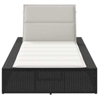 Sunbed with Floating Cushion Black Poly Rattan Payday Deals