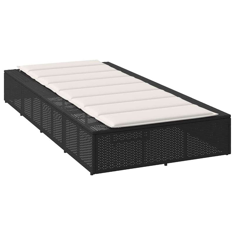 Sunbed with Floating Cushion Black Poly Rattan Payday Deals
