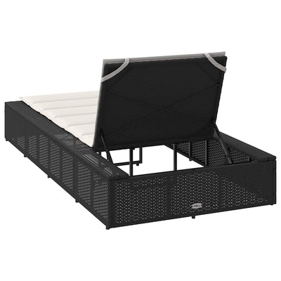 Sunbed with Floating Cushion Black Poly Rattan Payday Deals
