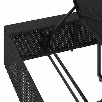 Sunbed with Floating Cushion Black Poly Rattan Payday Deals