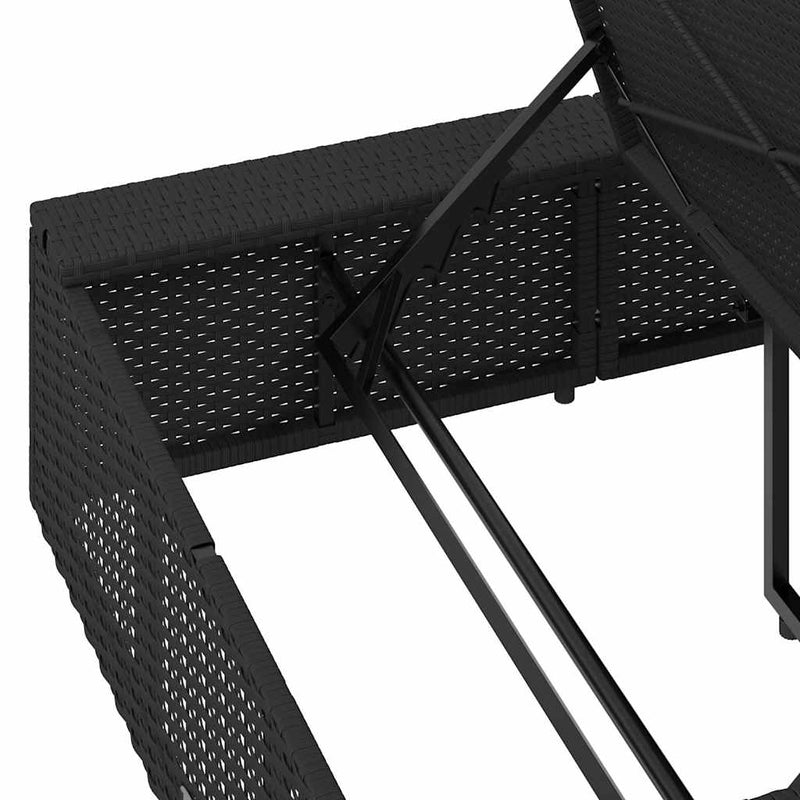 Sunbed with Floating Cushion Black Poly Rattan Payday Deals