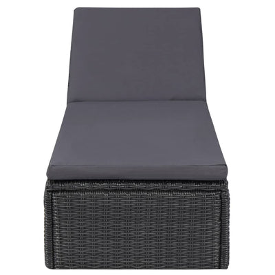 Sunlounger Poly Rattan Black and Dark Grey Payday Deals