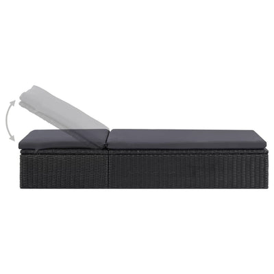 Sunlounger Poly Rattan Black and Dark Grey Payday Deals