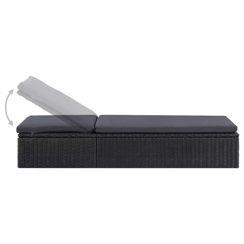 Sunlounger Poly Rattan Black and Dark Grey Payday Deals