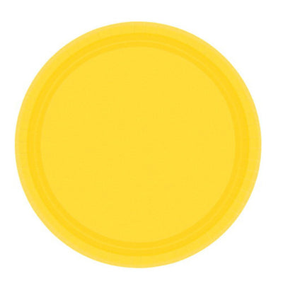 Sunshine Yellow Round Paper Plates 20 Pack