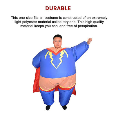 Super Hero Fancy Dress Inflatable Suit - Fan Operated Costume Payday Deals