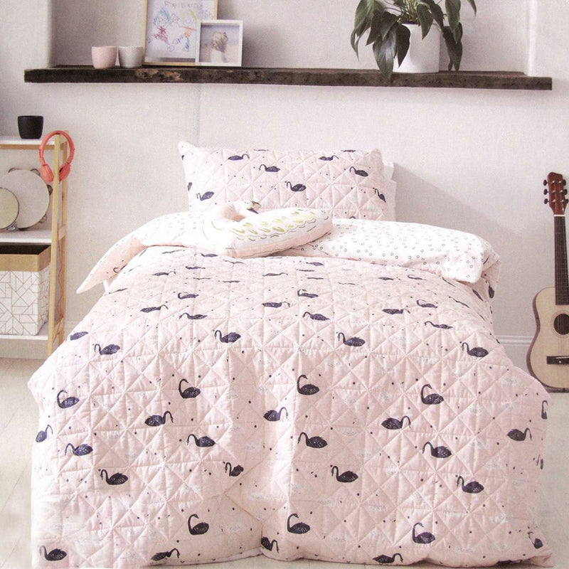 Swan Blush Quilt Cover Set Single Payday Deals