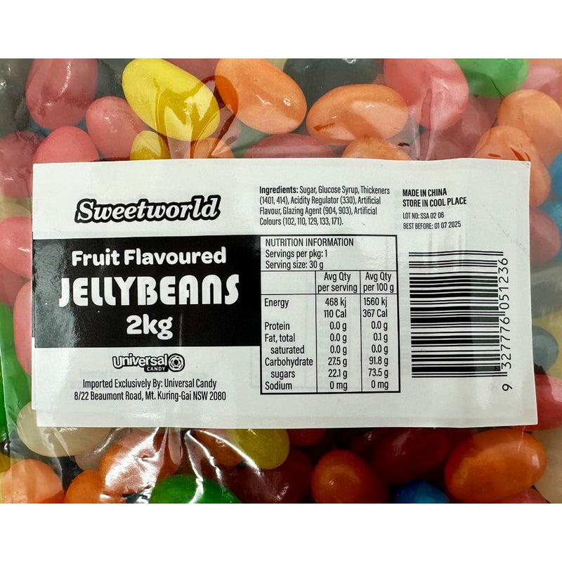 Sweetworld Assorted Flavoured Jelly Beans Bulk Pack 2kg Payday Deals