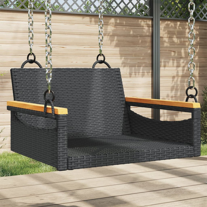 Swing Bench Black 63x62x40 cm Poly Rattan Payday Deals