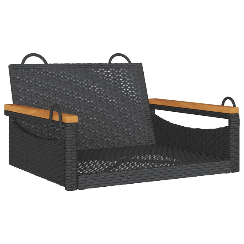 Swing Bench Black 63x62x40 cm Poly Rattan Payday Deals