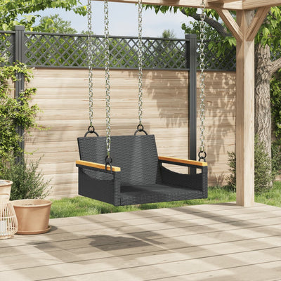 Swing Bench Black 63x62x40 cm Poly Rattan Payday Deals