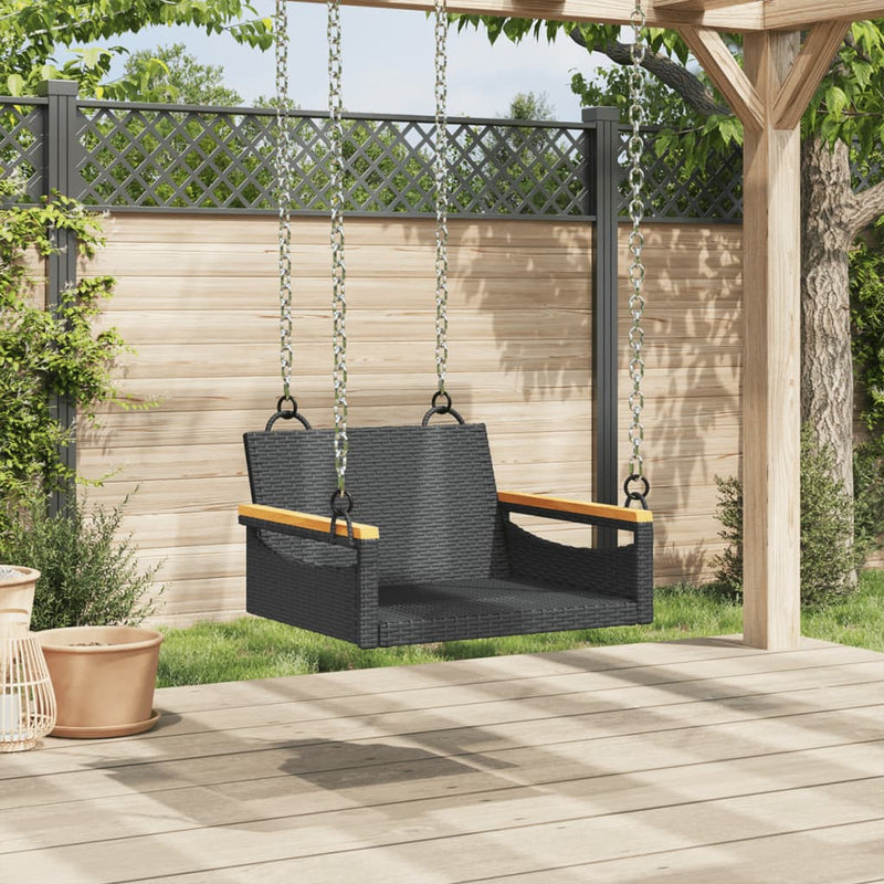 Swing Bench Black 63x62x40 cm Poly Rattan Payday Deals
