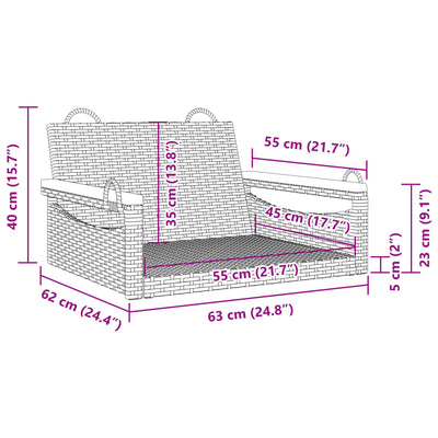 Swing Bench Black 63x62x40 cm Poly Rattan Payday Deals
