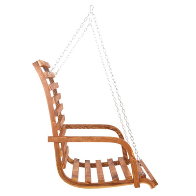 Swing Bench with Canopy Solid Wood Spruce with Teak Finish Payday Deals
