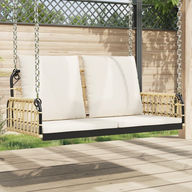 Swing Bench with Cushions 105x58x38 cm Poly Rattan and Steel Payday Deals