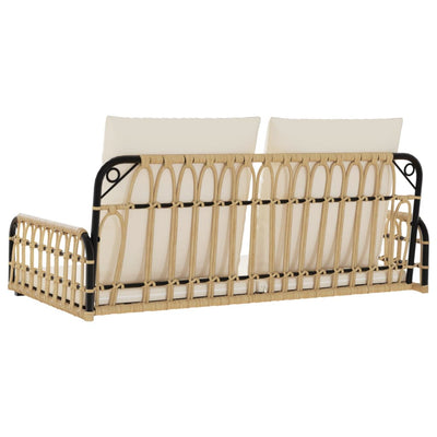 Swing Bench with Cushions 105x58x38 cm Poly Rattan and Steel Payday Deals