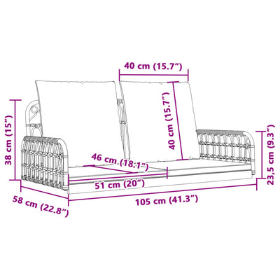Swing Bench with Cushions 105x58x38 cm Poly Rattan and Steel Payday Deals