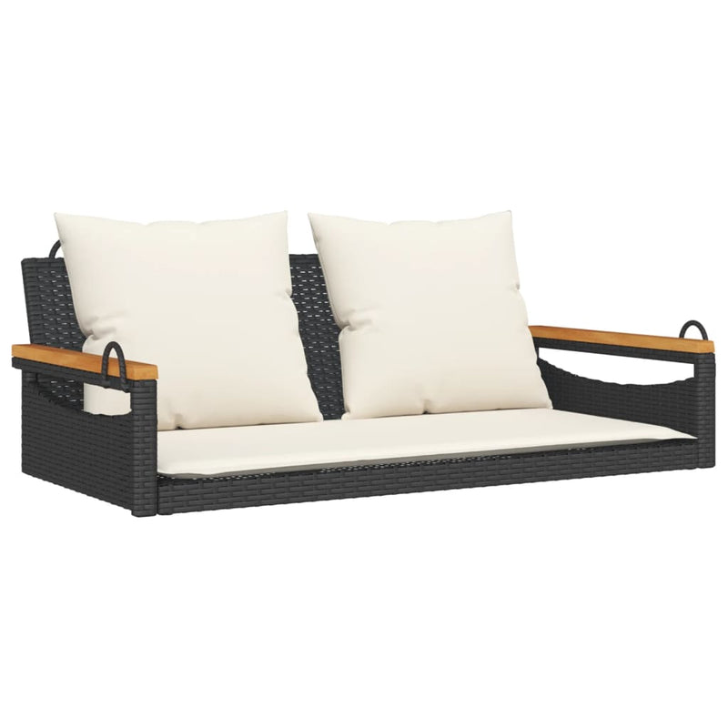 Swing Bench with Cushions Black 109x62x40 cm Poly Rattan Payday Deals