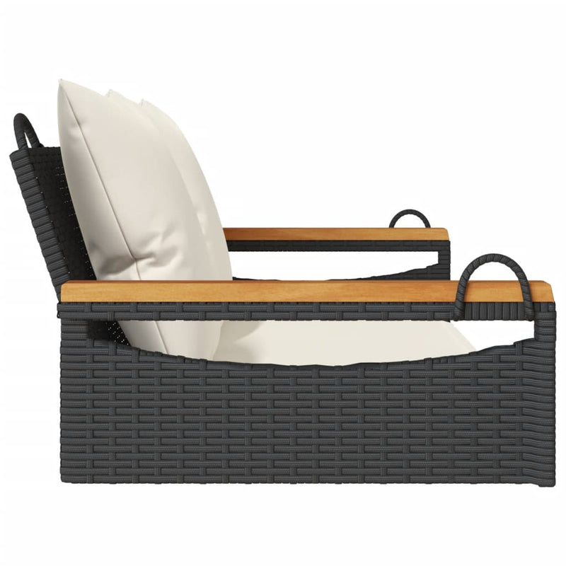 Swing Bench with Cushions Black 109x62x40 cm Poly Rattan Payday Deals