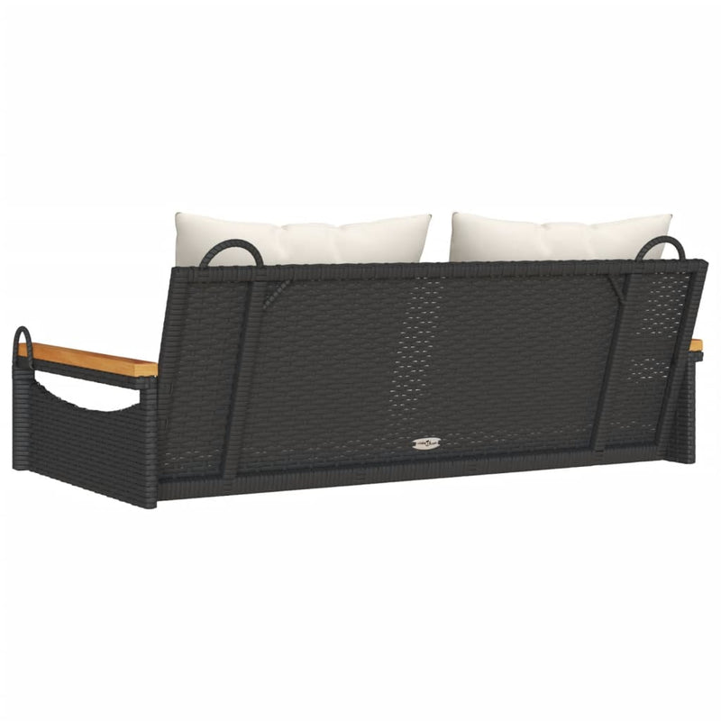 Swing Bench with Cushions Black 109x62x40 cm Poly Rattan Payday Deals